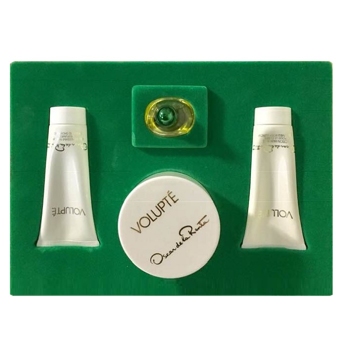 Volupte Perfume Gift Set for women - 4ml Parfum Deluxe, 1.5oz Perfumed Body Lotion, 1.5oz Bath Gel, & 0.25oz Dusting Powder